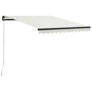 Käsitsi sissetõmmatav terrassivarikatus, 300 x 250 cm, kreemjasvalge kangas ja hall alumiiniumraam