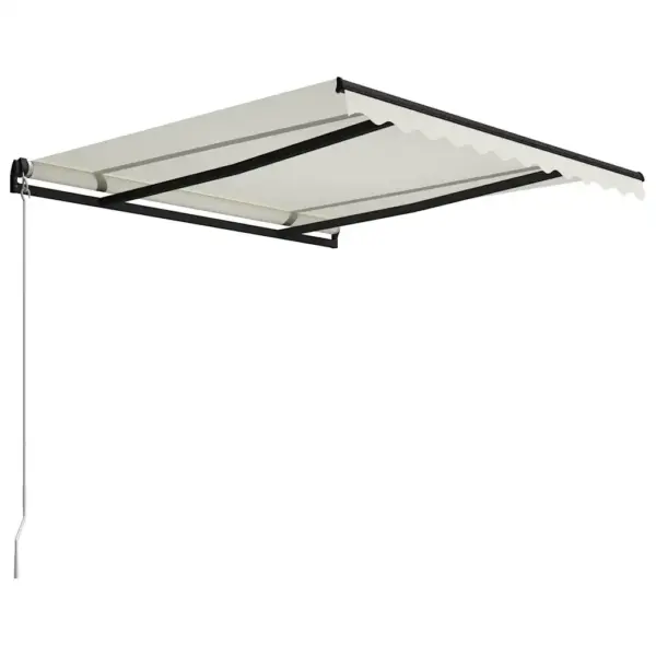 Käsitsi sissetõmmatav terrassivarikatus, 300 x 250 cm, kreemjasvalge kangas ja hall alumiiniumraam – 3