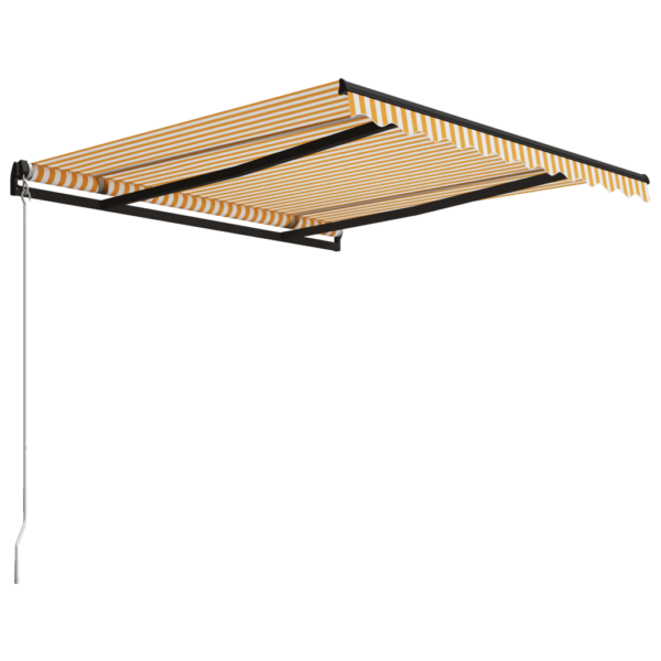 Käsitsi sissetõmmatav terrassivarikatus, kollase-valge triibuline kangas, hall raam, 300 x 250 cm - 3