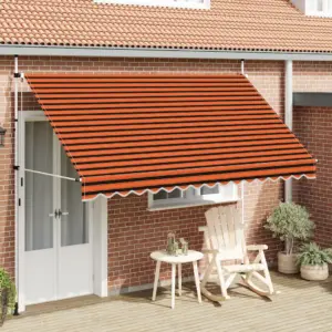 Käsitsi sissetõmmatav terrassi- ja aknavarikatus, 350 cm, oranž-pruun