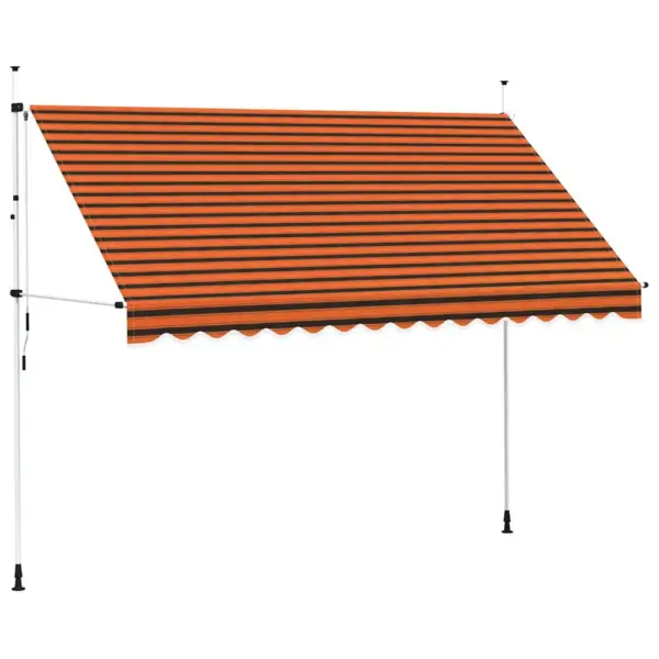 Käsitsi sissetõmmatav terrassi- ja aknavarikatus, 350 cm, oranž-pruun - 2
