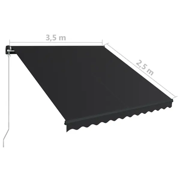 Käsitsi sissetõmmatav terrassivarikatus, 350 x 250 cm, antratsiithall – 7
