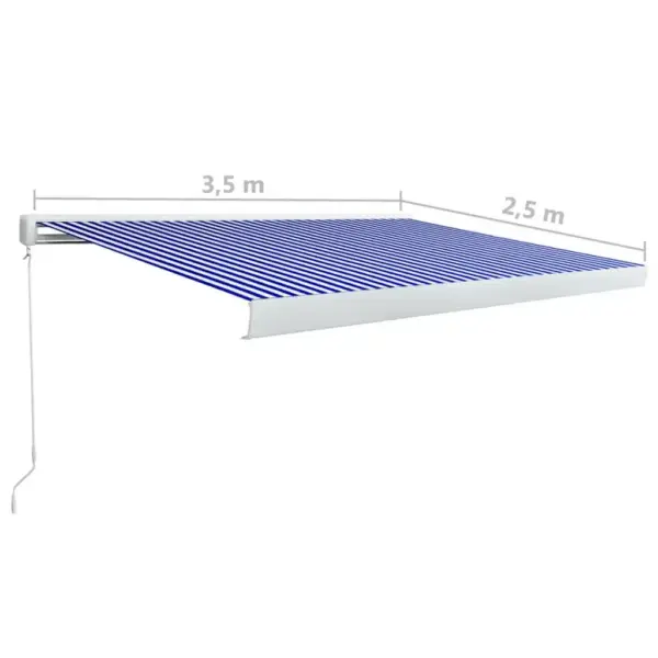 Käsitsi sissetõmmatav terrassivarikatus, sinine-valge, 350 x 250 cm – 7