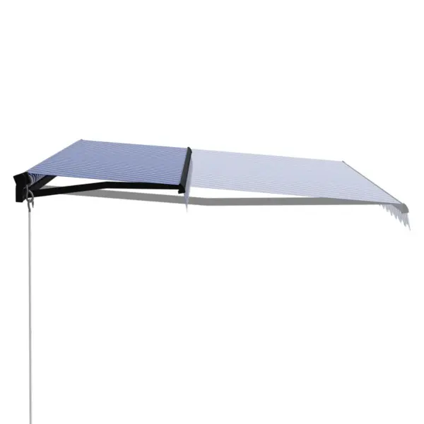 Käsitsi sissetõmmatav terrassivarikatus, sinine-valge, 450 x 300 cm – 2