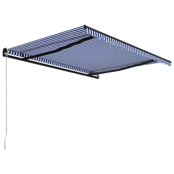 Käsitsi sissetõmmatav terrassivarikatus, sinine-valge, 450 x 300 cm – 3