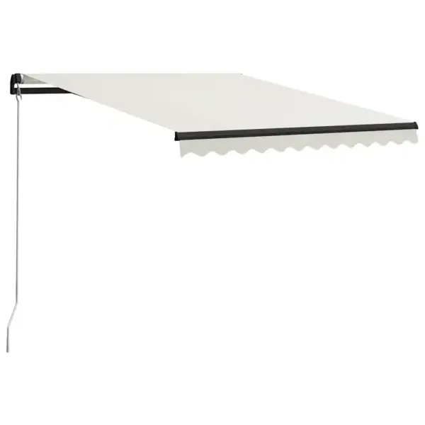 Käsitsi sissetõmmatav terrassivarikatus LED-valgustusega, 300 x 250 cm, kreemjasvalge kangas ja hall raam – 2