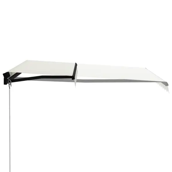 Käsitsi sissetõmmatav terrassivarikatus LED-valgustusega, 300 x 250 cm, kreemjasvalge kangas ja hall raam – 3