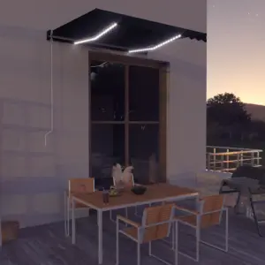 Käsitsi sissetõmmatav terrassivarikatus LED-valgustusega, 300 x 250 cm, antratsiithall