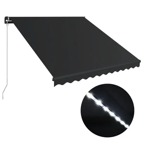 Käsitsi sissetõmmatav terrassivarikatus LED-valgustusega, 300 x 250 cm, antratsiithall – 2