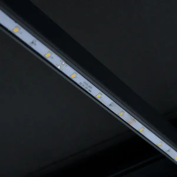 Käsitsi sissetõmmatav terrassivarikatus LED-valgustusega, 300 x 250 cm, antratsiithall – 11