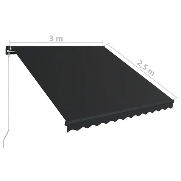 Käsitsi sissetõmmatav terrassivarikatus LED-valgustusega, 300 x 250 cm, antratsiithall – 12