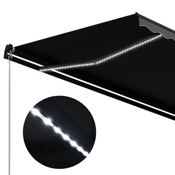 Käsitsi sissetõmmatav terrassivarikatus LED-valgustusega, 300 x 250 cm, antratsiithall – 6