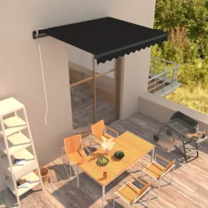 Käsitsi sissetõmmatav terrassivarikatus, 300 x 250 cm, antratsiithall kangas, alumiiniumraam