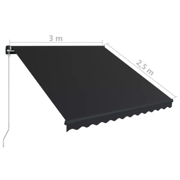 Käsitsi sissetõmmatav terrassivarikatus, 300 x 250 cm, antratsiithall kangas, alumiiniumraam – 8