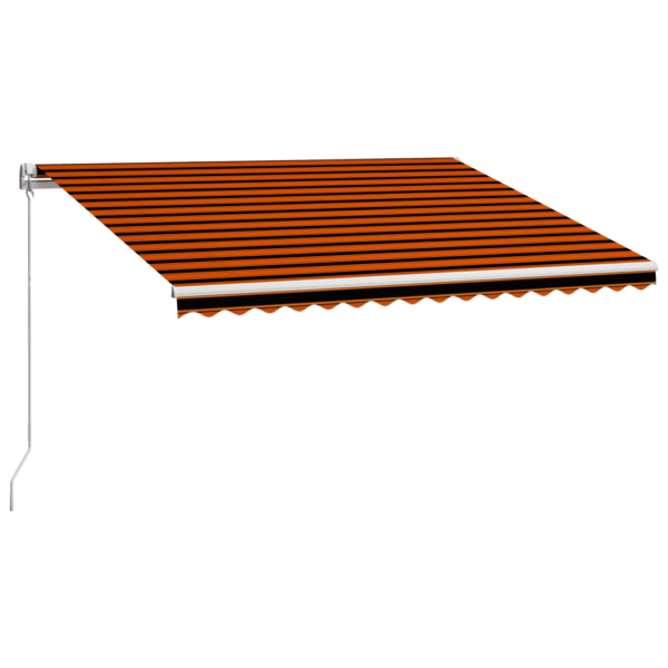 Käsitsi sissetõmmatav terrassivarikatus, 400 x 300 cm, oranž-pruun kangas, valge alumiiniumraam - 3