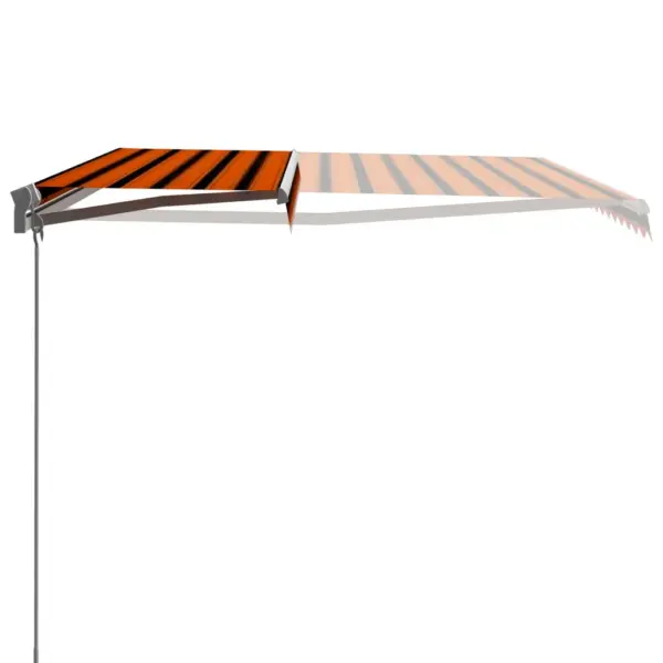 Käsitsi sissetõmmatav terrassivarikatus, 400 x 300 cm, oranž-pruun kangas, valge alumiiniumraam - 4