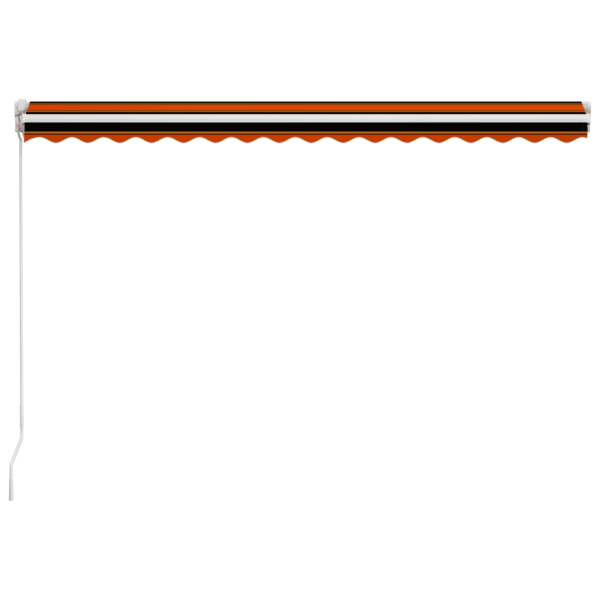 Käsitsi sissetõmmatav terrassivarikatus, 400 x 300 cm, oranž-pruun kangas, valge alumiiniumraam - 5
