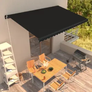 Käsitsi sissetõmmatav terrassivarikatus pulbervärvitud alumiiniumraamiga, 450 x 300 cm, antratsiithall