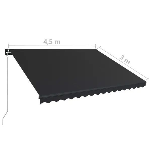 Käsitsi sissetõmmatav terrassivarikatus pulbervärvitud alumiiniumraamiga, 450 x 300 cm, antratsiithall – 8