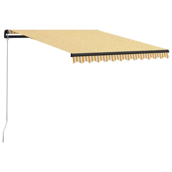 Käsitsi sissetõmmatav varikatus LED-valgustusega, kollane-valge, 300 x 250 cm - 2