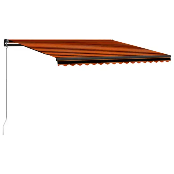 Käsitsi sissetõmmatav terrassivarikatus LED-valgustusega, oranž-pruun, 450 x 300 cm – 2