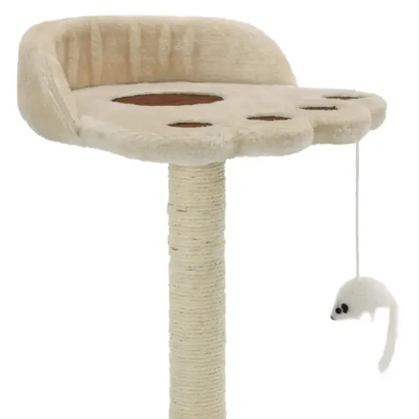 Kassi kraapimispuu platvormi ja rippuva hiirega, beež-pruun, 40 cm – 3