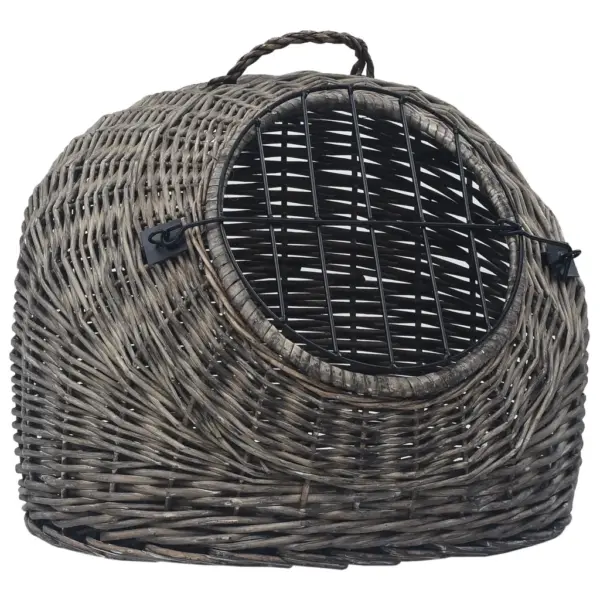 Kassi transpordipuur naturaalsetest pajuvitstest, hall/must, rauast võreuksega, 50 x 42 x 40 cm – 3