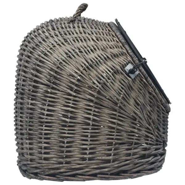 Kassi transpordipuur naturaalsetest pajuvitstest, hall/must, rauast võreuksega, 50 x 42 x 40 cm – 5
