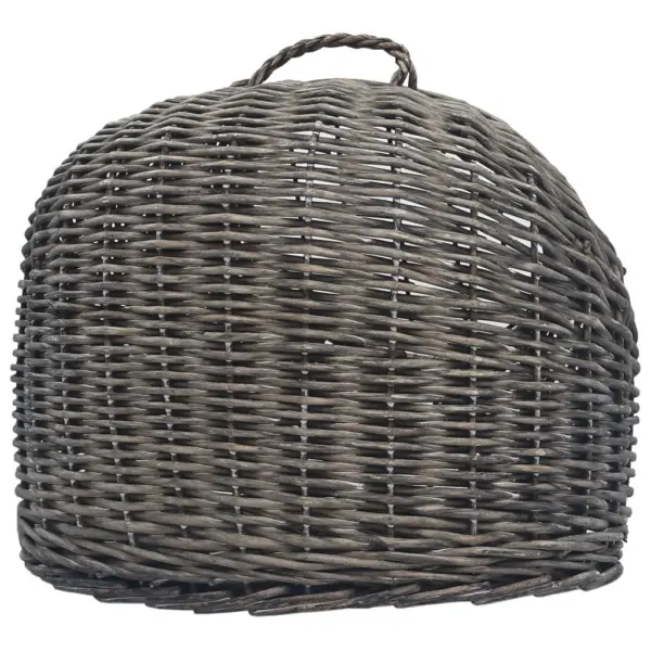 Kassi transpordipuur naturaalsetest pajuvitstest, hall/must, rauast võreuksega, 50 x 42 x 40 cm – 6
