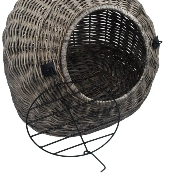Kassi transpordipuur naturaalsetest pajuvitstest, hall/must, rauast võreuksega, 50 x 42 x 40 cm – 7