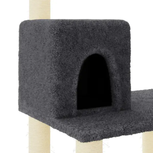 Kassimaja ja kraapimispuu sisalpostidega, tumehall, 66 x 41 x 118,5 cm – 6