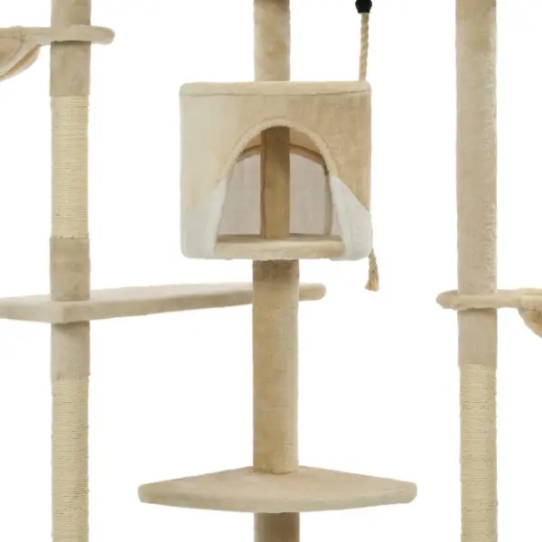 Mitmekorruseline kassimaja sisalköiega kraapimispostidega, 203 cm, beež ja valge – 5