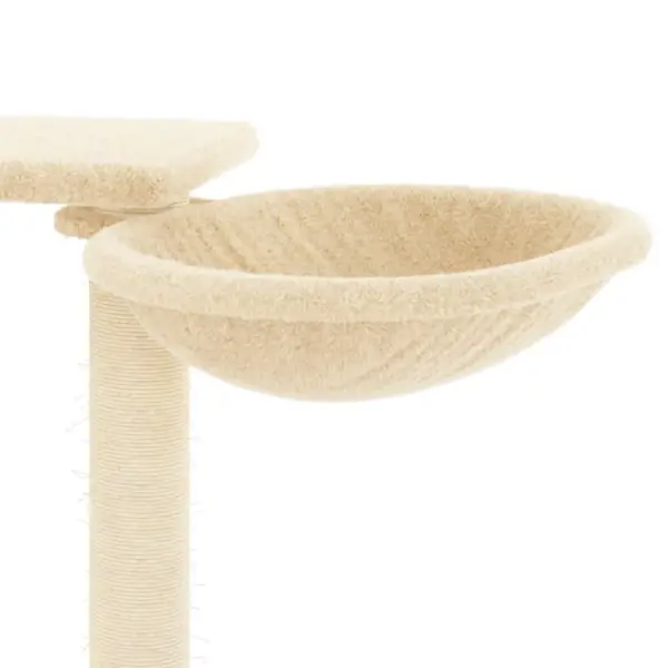 Mitmetasandiline kassimaja kraapimispostidega, kreemjasvalge, 97 x 67,5 x 82 cm – 7
