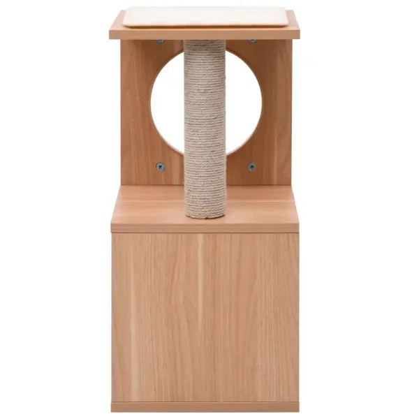 Kassimaja kraapimispostiga ja eemaldatava sisalmatiga, pruun/valge, 60 cm – 3