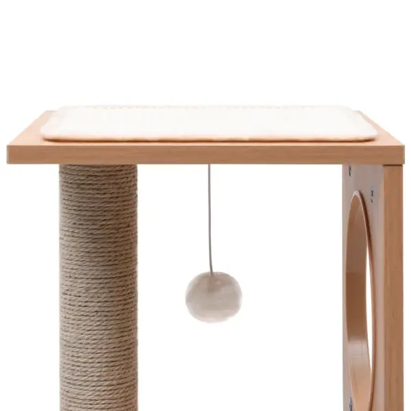 Kassimaja kraapimispostiga ja eemaldatava sisalmatiga, pruun/valge, 60 cm – 5