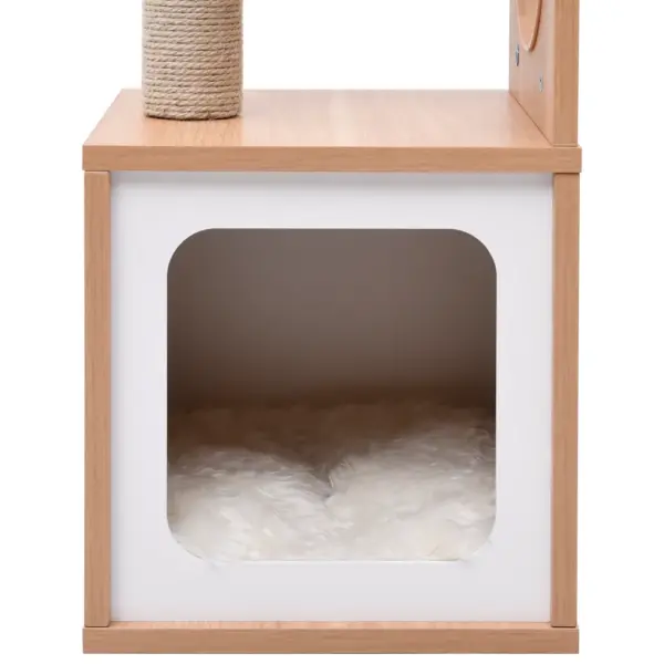 Kassimaja kraapimispostiga ja eemaldatava sisalmatiga, pruun/valge, 60 cm – 6
