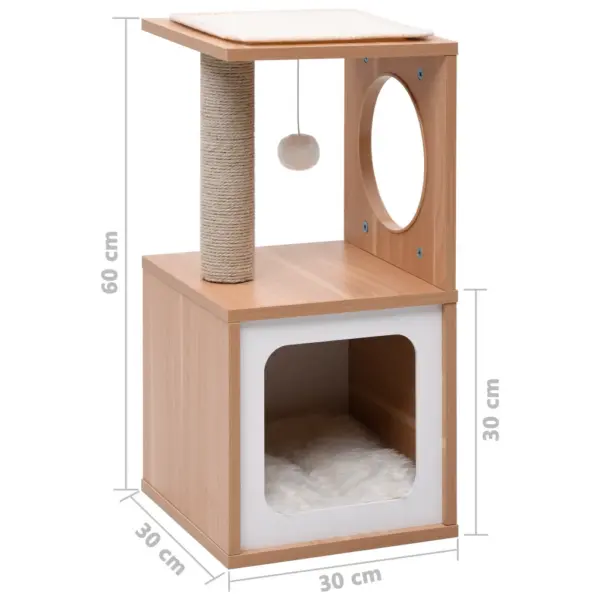 Kassimaja kraapimispostiga ja eemaldatava sisalmatiga, pruun/valge, 60 cm – 8