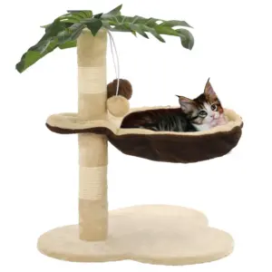 Kassimaja kraapimispuu ja hubase voodiga, 50 cm, beež/pruun