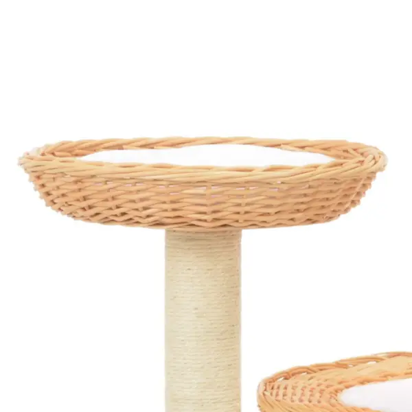Kassimaja kraapimispuuga, 3 pajukorvi ja sisalköis, naturaalne, 68 cm – 3