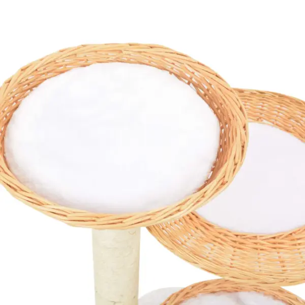 Kassimaja kraapimispuuga, 3 pajukorvi ja sisalköis, naturaalne, 68 cm – 4