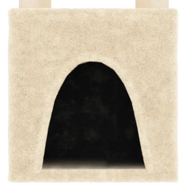 Kassimaja sisal-kraapimispostidega, kreemjasvalge plüüs, 97 x 74,5 x 147 cm – 6