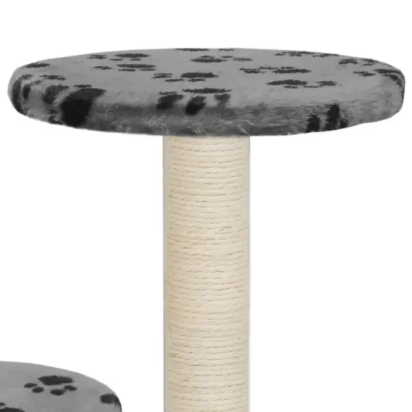 Kassimaja sisalköiega kraapimispostidega, hall käpajäljega muster, 60 cm – 6