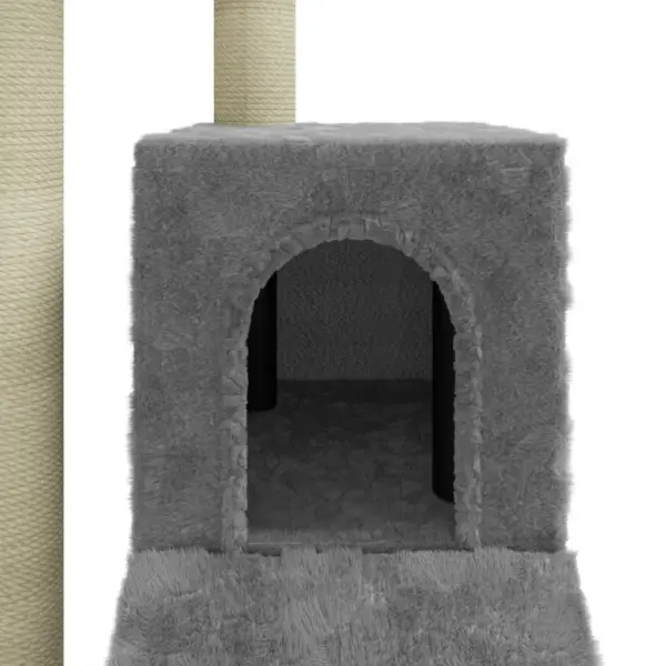 Kassimaja sisalnööriga kraapimispostidega, helehall, 92 cm – 7