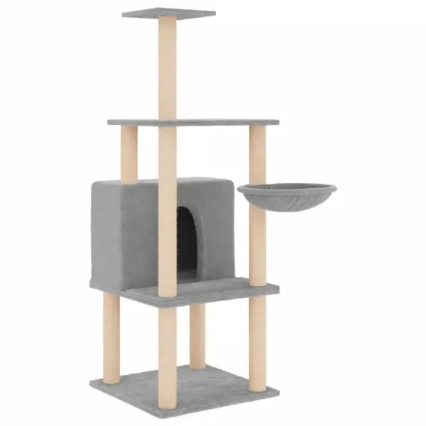 Helehall mitmetasandiline kassimaja sisalpostidega, 47,5 x 47,5 x 132 cm – 2