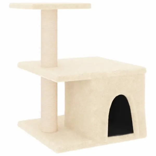 Kassimaja sisalpostidega kraapimispuu, kreemjasvalge, 42 x 34,5 x 48 cm – 2