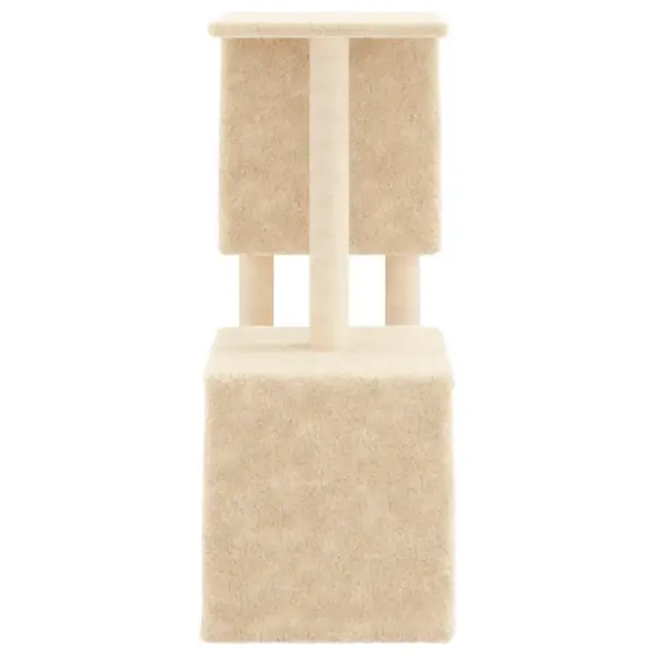 Mitmetasandiline kassimaja sisal-kraapimispostidega, kreemjasvalge, 74 x 35 x 86 cm – 5