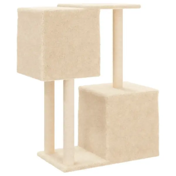 Mitmetasandiline kassimaja sisal-kraapimispostidega, kreemjasvalge, 74 x 35 x 86 cm – 6