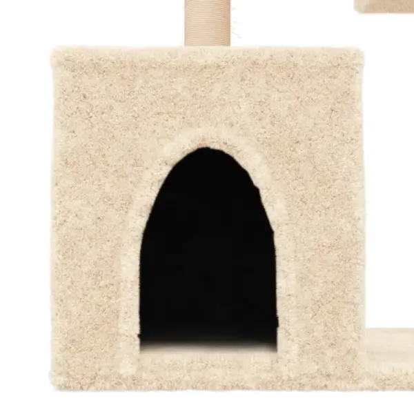 Mitmetasandiline kassimaja sisal-kraapimispostidega, kreemjasvalge, 74 x 35 x 86 cm – 7