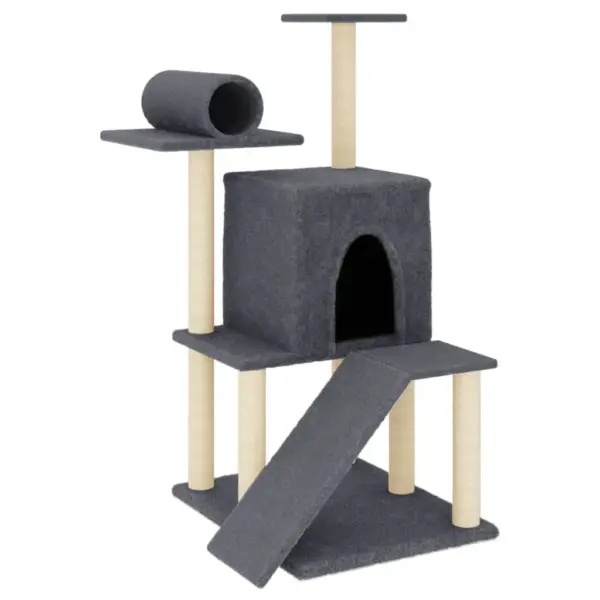 Mitmetasandiline kassimaja sisalpostidega, tumehall, 67 x 67 x 110,5 cm – 2