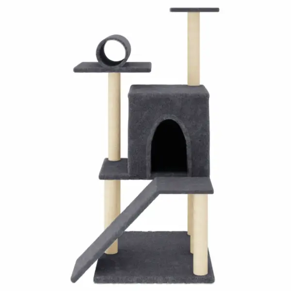 Mitmetasandiline kassimaja sisalpostidega, tumehall, 67 x 67 x 110,5 cm – 3